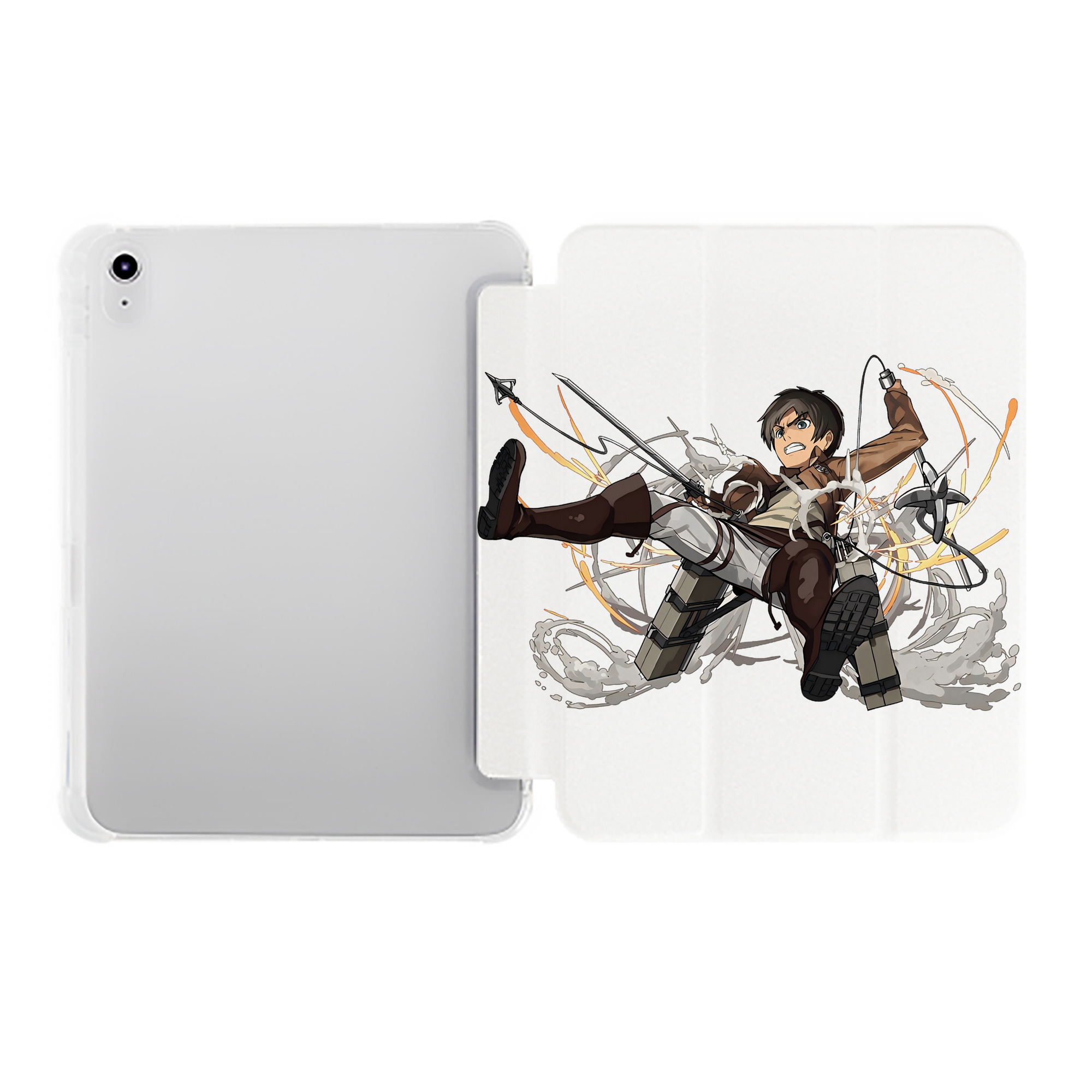 （画像用） 進撃の巨人 エレン･イェーガー Attack on Titan Eren Jäger IPad ケース ペン収納付き 三つ折りスタンド PUレザー×シリコン 対応機種9.5/10.5/10.9インチ